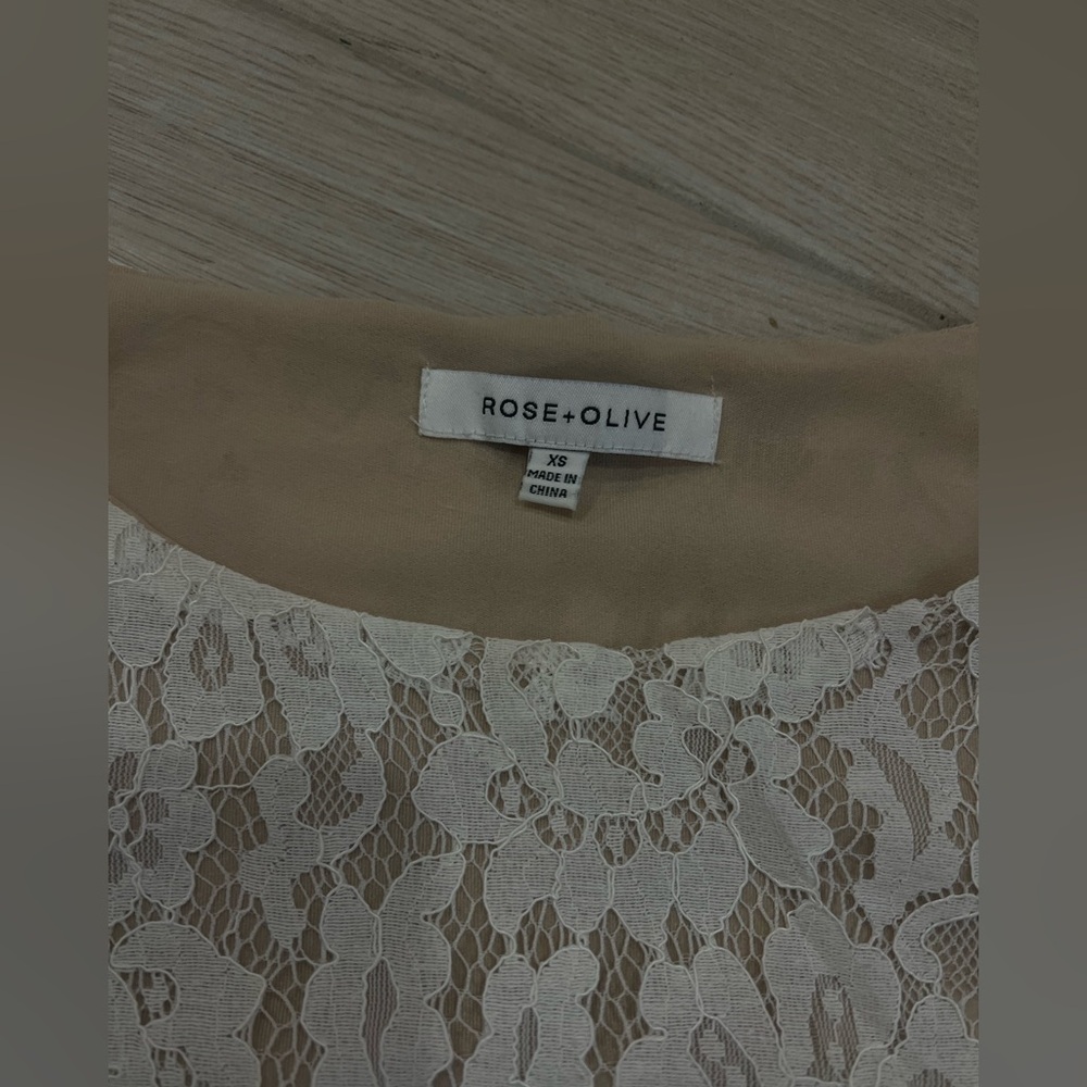 Rose + Olive White Lace Lined Blouse with Bell Sleeves - Picture 3 of 3
